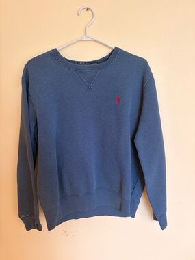 Polo by Ralph Lauren Blue Crewneck Sweatshirt with Red Logo
